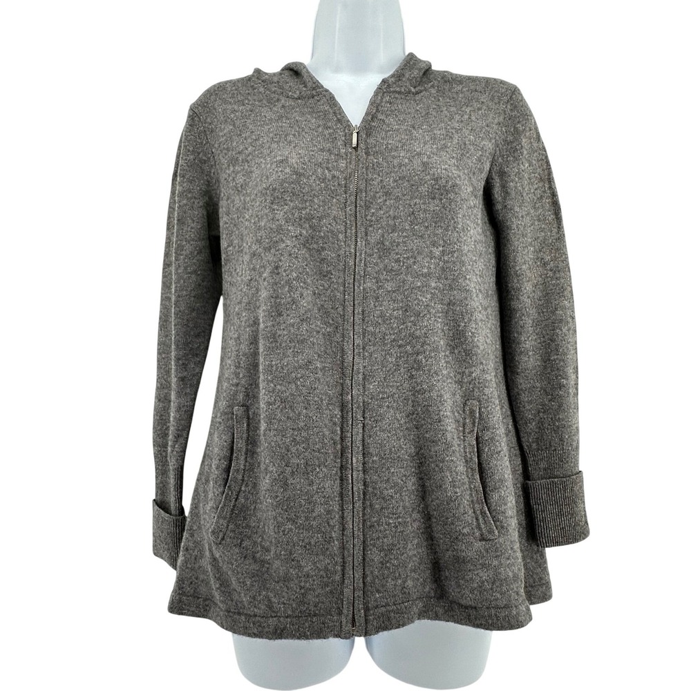 Cashmere Full Zip Hoodie Women Small Gray Quiet Luxury Minimalist Cozy Layering